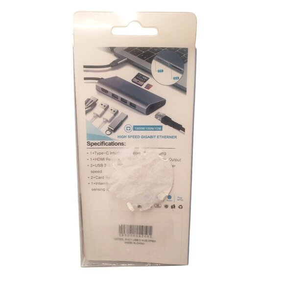 USB-C Hub Type C Adapter 8-In-1 Dock to HDMI 3 USB 3.0 Ports TF SD Card Readers - Picture 9 of 9